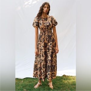 Anthropologie The Somerset Maxi Dress XS Tan/Navy